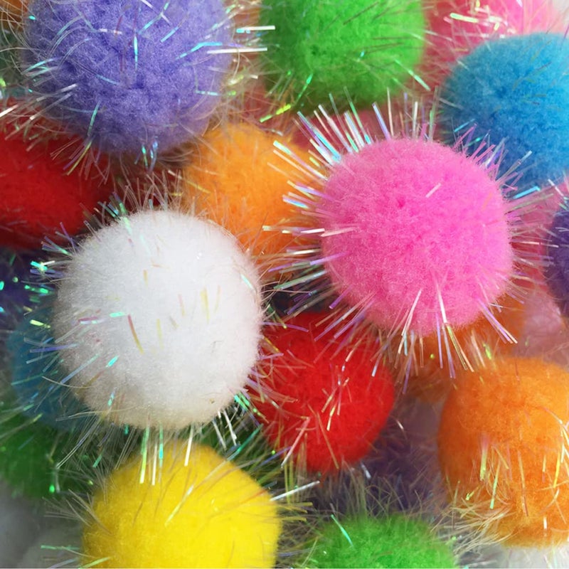 RIMOBUL 40PCS 1.5INCH New Generation Extra Large Cat's Favorite Chase Glitter Ball Toy Sparkle Pom Pom Balls - Image 1